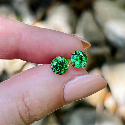 Brilliant Emerald Stud Earrings Earrings Handmade Handcrafted