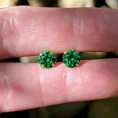Brilliant Emerald Stud Earrings Earrings Handmade Handcrafted
