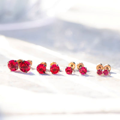 Brilliant Ruby Stud Earrings Earrings Handmade Handcrafted