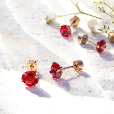 Brilliant Ruby Stud Earrings Earrings Handmade Handcrafted