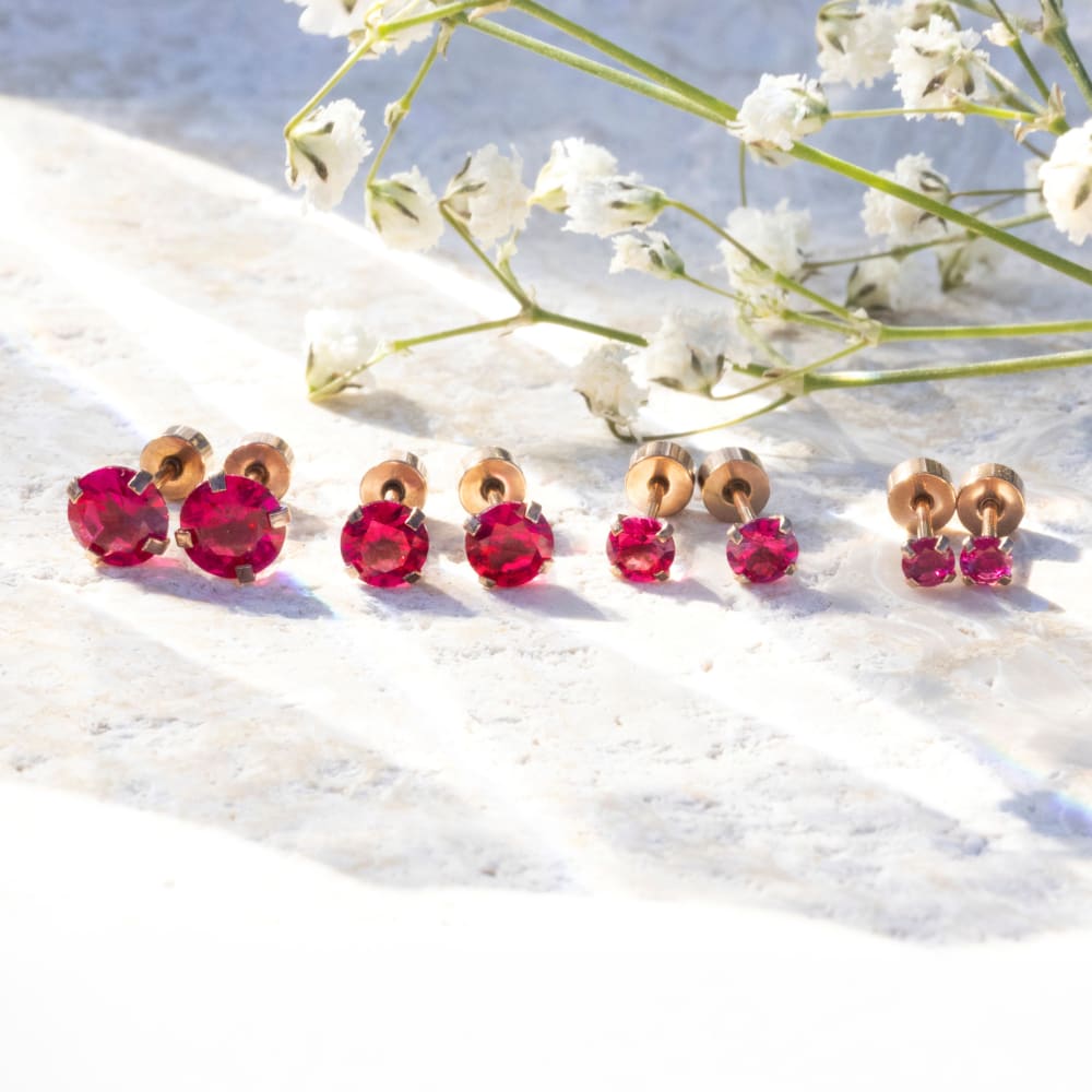 Brilliant Ruby Stud Earrings Earrings Handmade Handcrafted