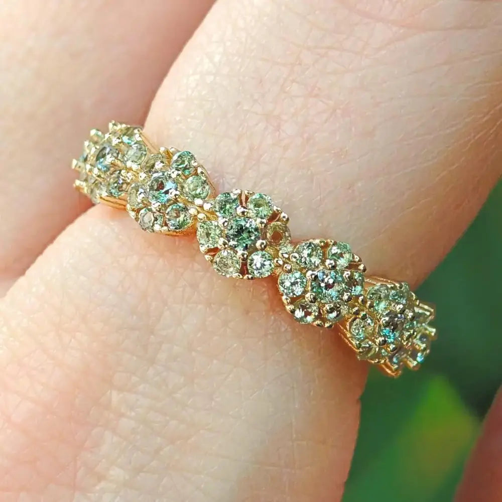 Bubble Half Eternity Band - Natural Untreated Alexandrite Rings Handmade Handcrafted