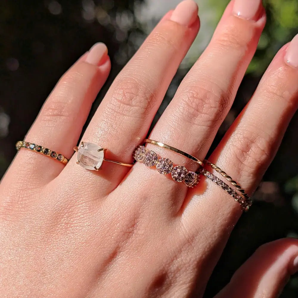 Bubble Half Eternity Band - Natural Untreated Alexandrite Rings Handmade Handcrafted