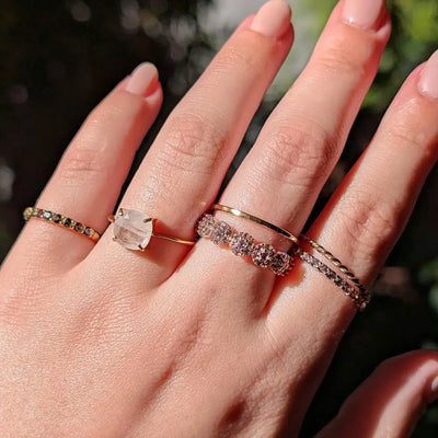 Bubble Half Eternity Band - Natural Untreated Alexandrite Rings Handmade Handcrafted