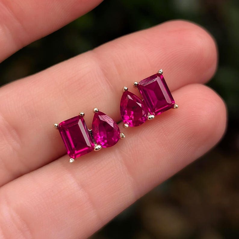 The Aurora - Toi et Moi Ruby Earrings Earrings Handmade Handcrafted