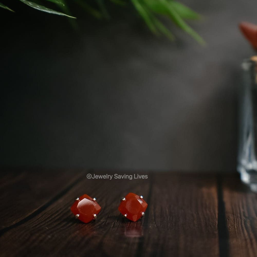 Carnelian Stud Earrings Earrings Handmade Handcrafted