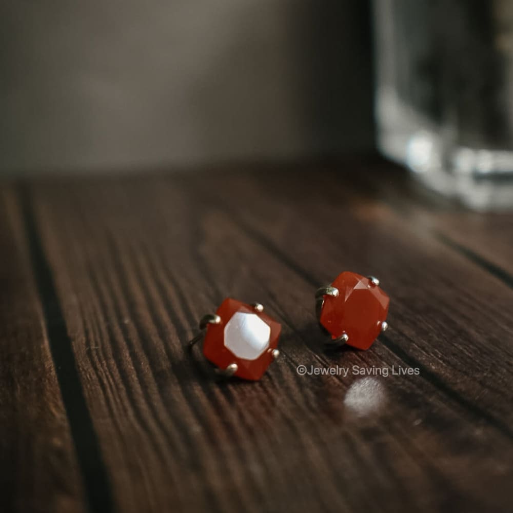 Carnelian Stud Earrings Earrings Handmade Handcrafted