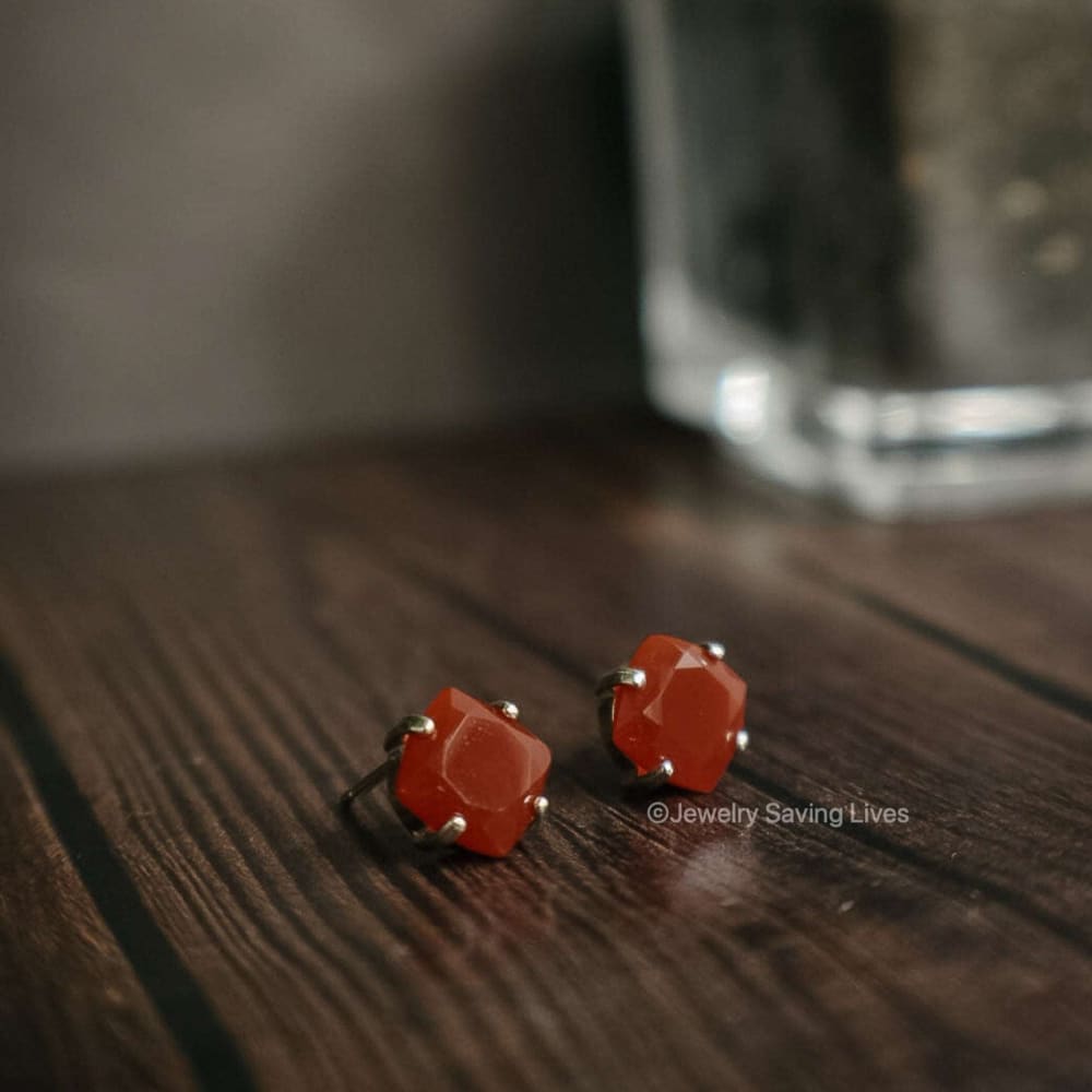 Carnelian Stud Earrings Earrings Handmade Handcrafted