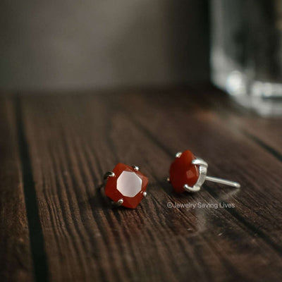 Carnelian Stud Earrings Earrings Handmade Handcrafted