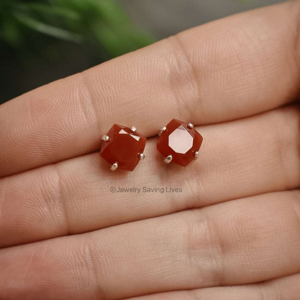 Carnelian Stud Earrings Earrings Handmade Handcrafted