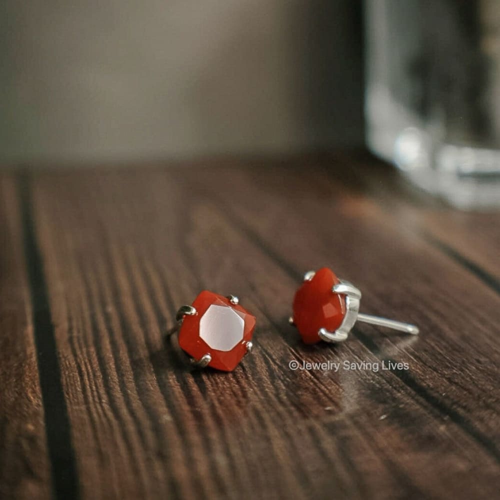 Carnelian Stud Earrings Earrings Handmade Handcrafted