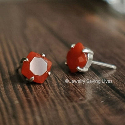 Carnelian Stud Earrings Earrings Handmade Handcrafted