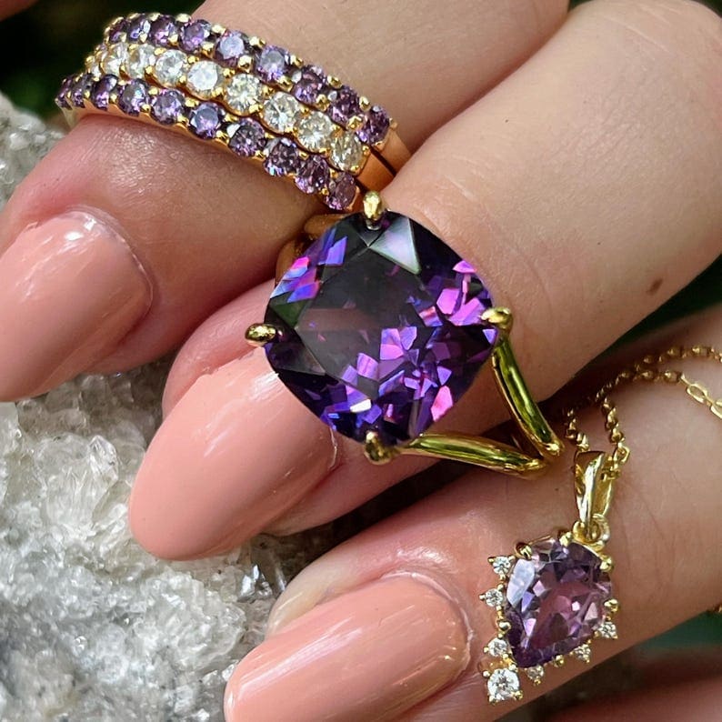 Celestial Drop - Amethyst Upside-Down Teardrop Necklace Necklaces Handmade Handcrafted