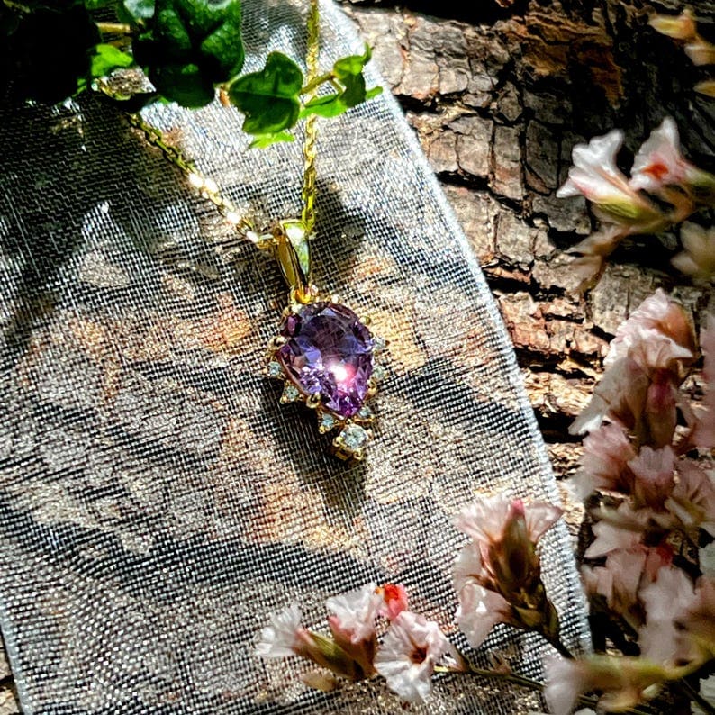 Celestial Drop - Amethyst Upside-Down Teardrop Necklace Necklaces Handmade Handcrafted
