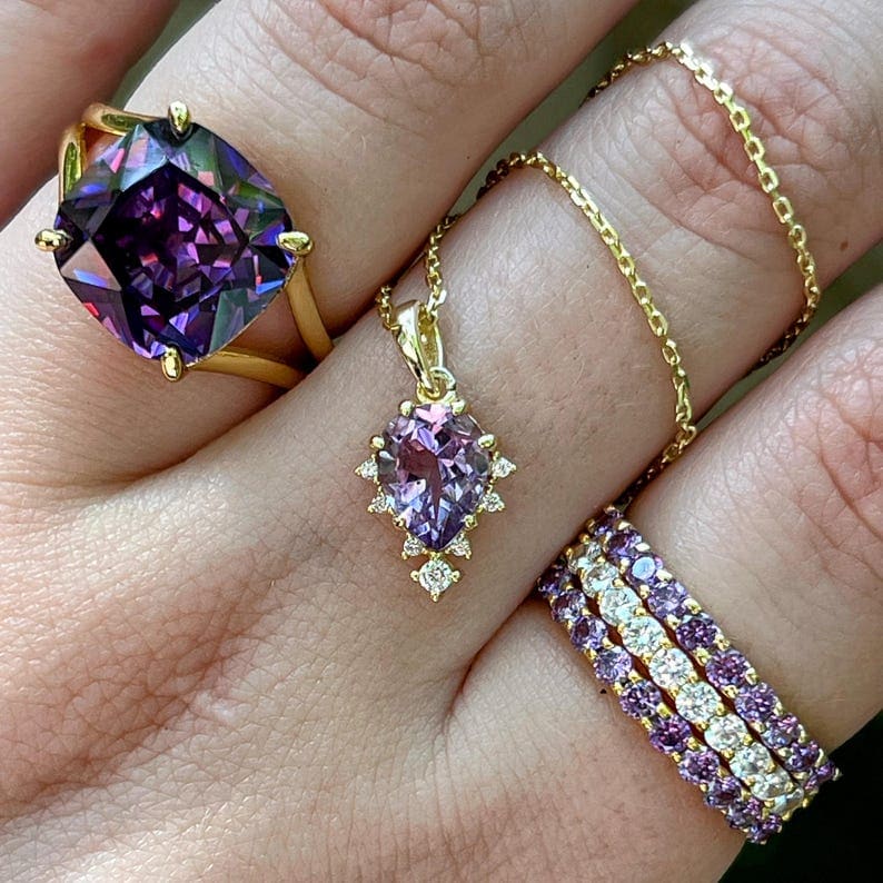 Celestial Drop - Amethyst Upside-Down Teardrop Necklace Necklaces Handmade Handcrafted