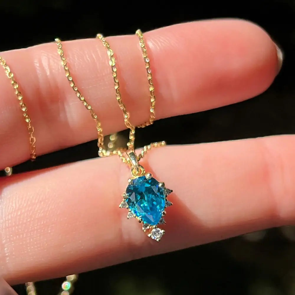 Celestial Drop - Custom Gemstone Upside-Down Teardrop Necklace Necklaces Handmade Handcrafted