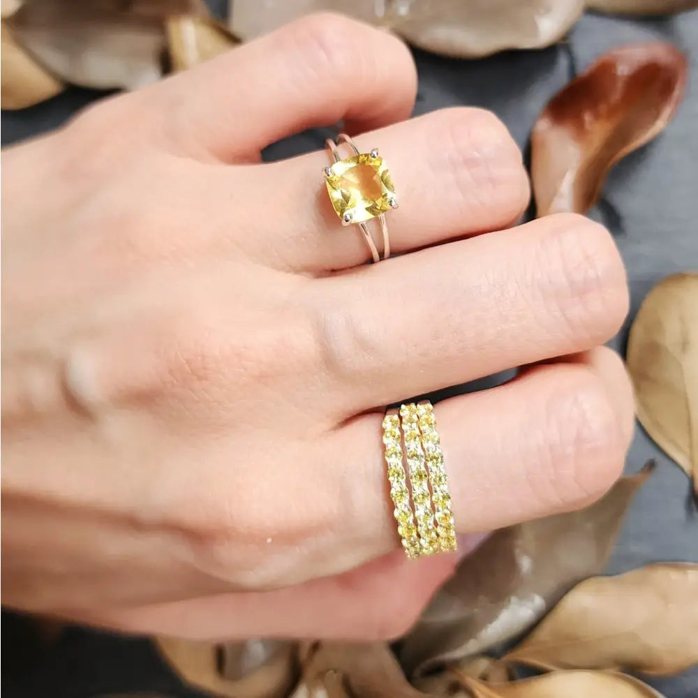 Citrine Half Eternity Band Rings Handmade Handcrafted