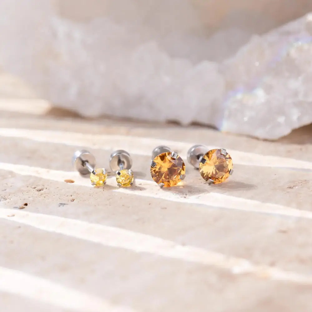 Citrine Stud Earrings Earrings Handmade Handcrafted