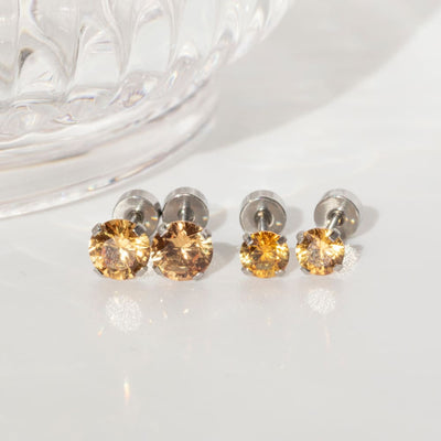 Citrine Stud Earrings Earrings Handmade Handcrafted