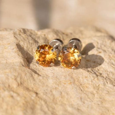 Citrine Stud Earrings Earrings Handmade Handcrafted