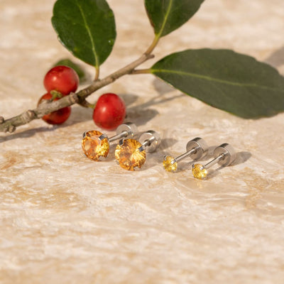 Citrine Stud Earrings Earrings Handmade Handcrafted