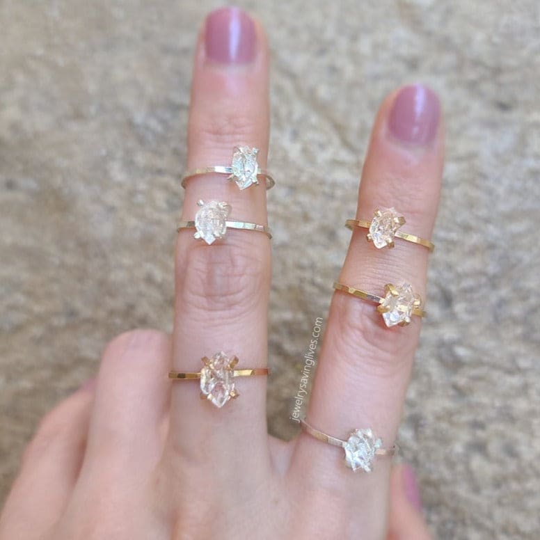 Clear Herkimer Ring Rings Handmade Handcrafted