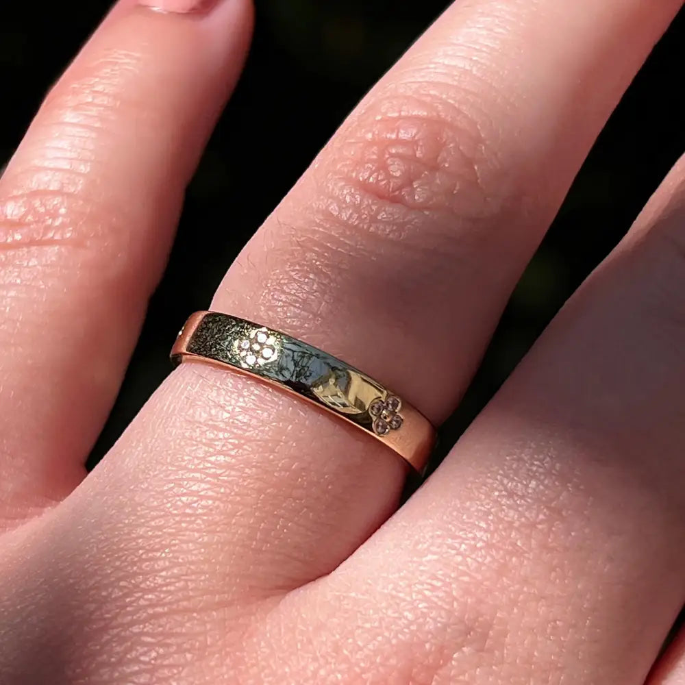 Clear Quartz Clover Eternity Band Rings Handmade Handcrafted