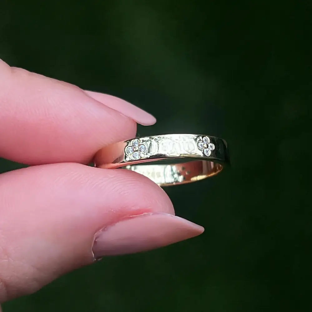Clear Quartz Clover Eternity Band Rings Handmade Handcrafted
