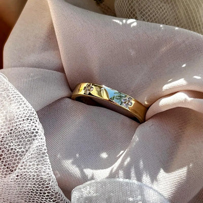 Clear Quartz Clover Eternity Band Rings Handmade Handcrafted