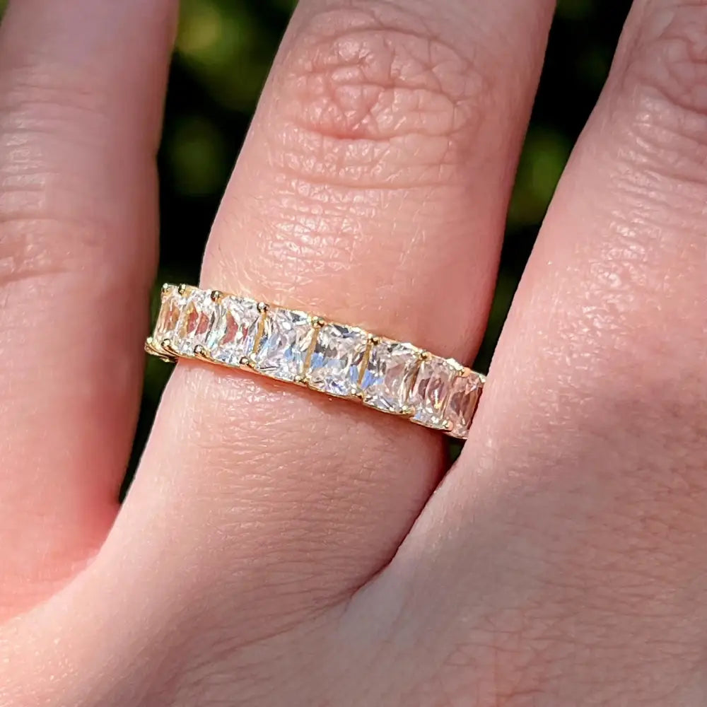 Clear Quartz Full Eternity Band Rings Handmade Handcrafted