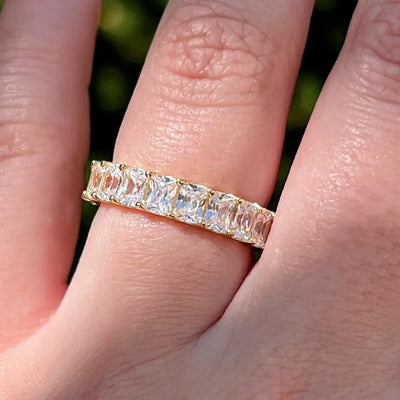 Clear Quartz Full Eternity Band Rings Handmade Handcrafted