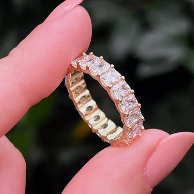 Clear Quartz Full Eternity Band Rings Handmade Handcrafted