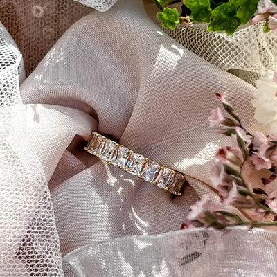 Clear Quartz Full Eternity Band Rings Handmade Handcrafted