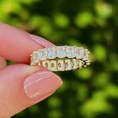 Clear Quartz Full Eternity Band Rings Handmade Handcrafted
