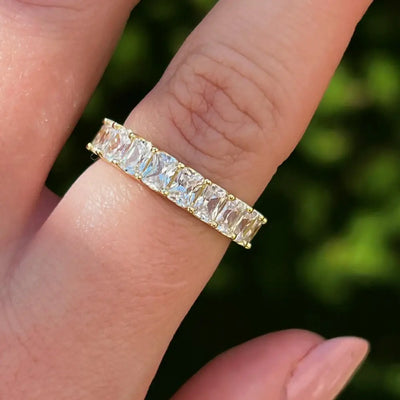 Clear Quartz Full Eternity Band Rings Handmade Handcrafted