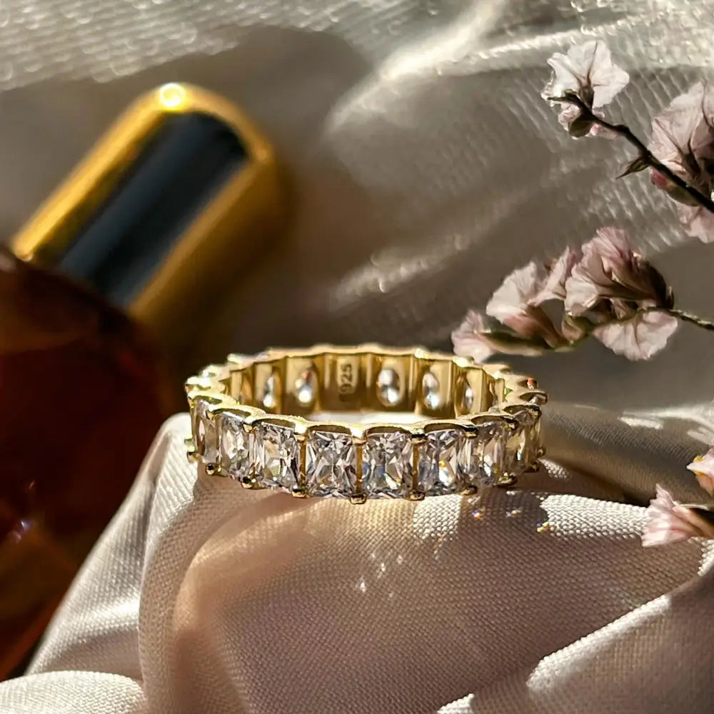 Clear Quartz Full Eternity Band Rings Handmade Handcrafted