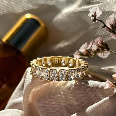 Clear Quartz Full Eternity Band Rings Handmade Handcrafted