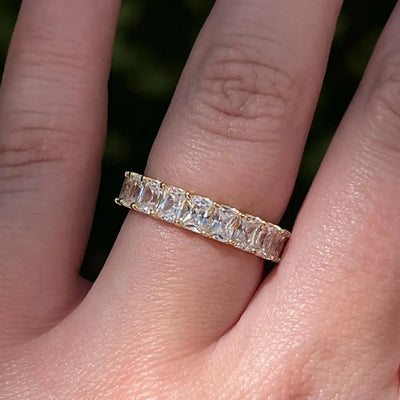 Clear Quartz Full Eternity Band Rings Handmade Handcrafted