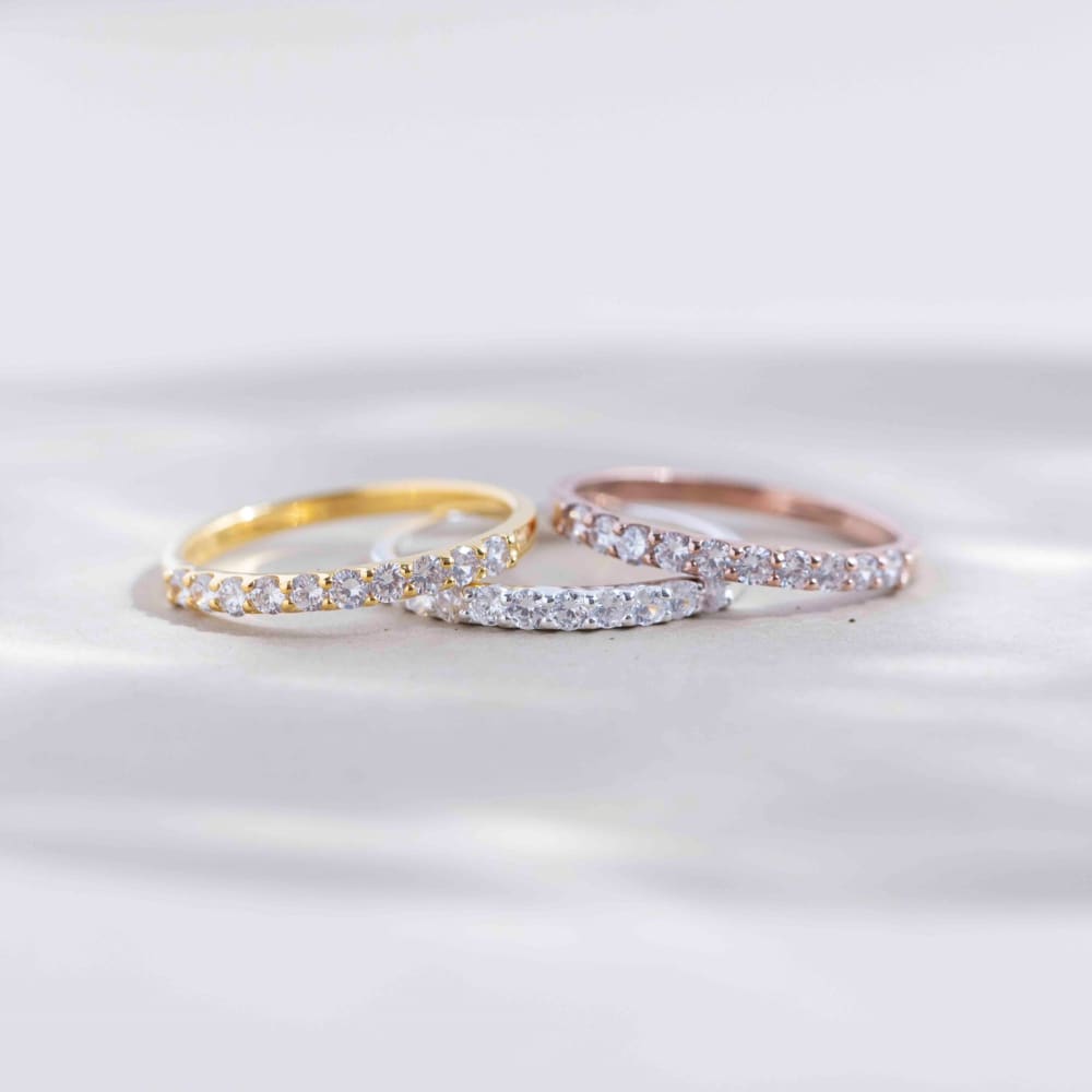 Moissanite Half Eternity Band Rings Handmade Handcrafted