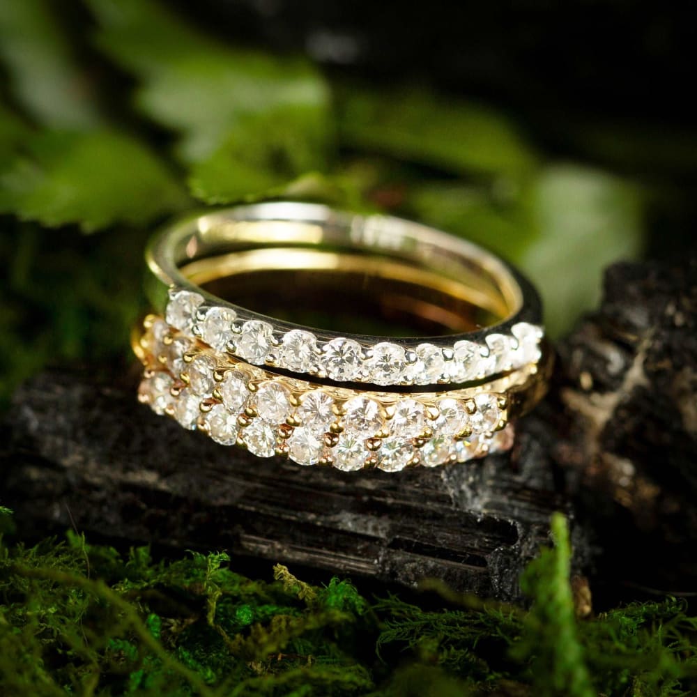 Moissanite Half Eternity Band Rings Handmade Handcrafted