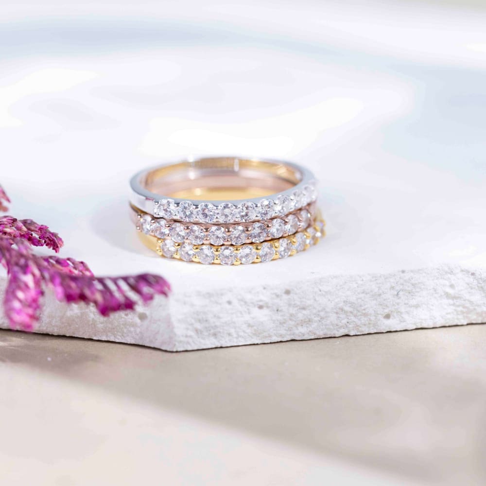 Moissanite Half Eternity Band Rings Handmade Handcrafted