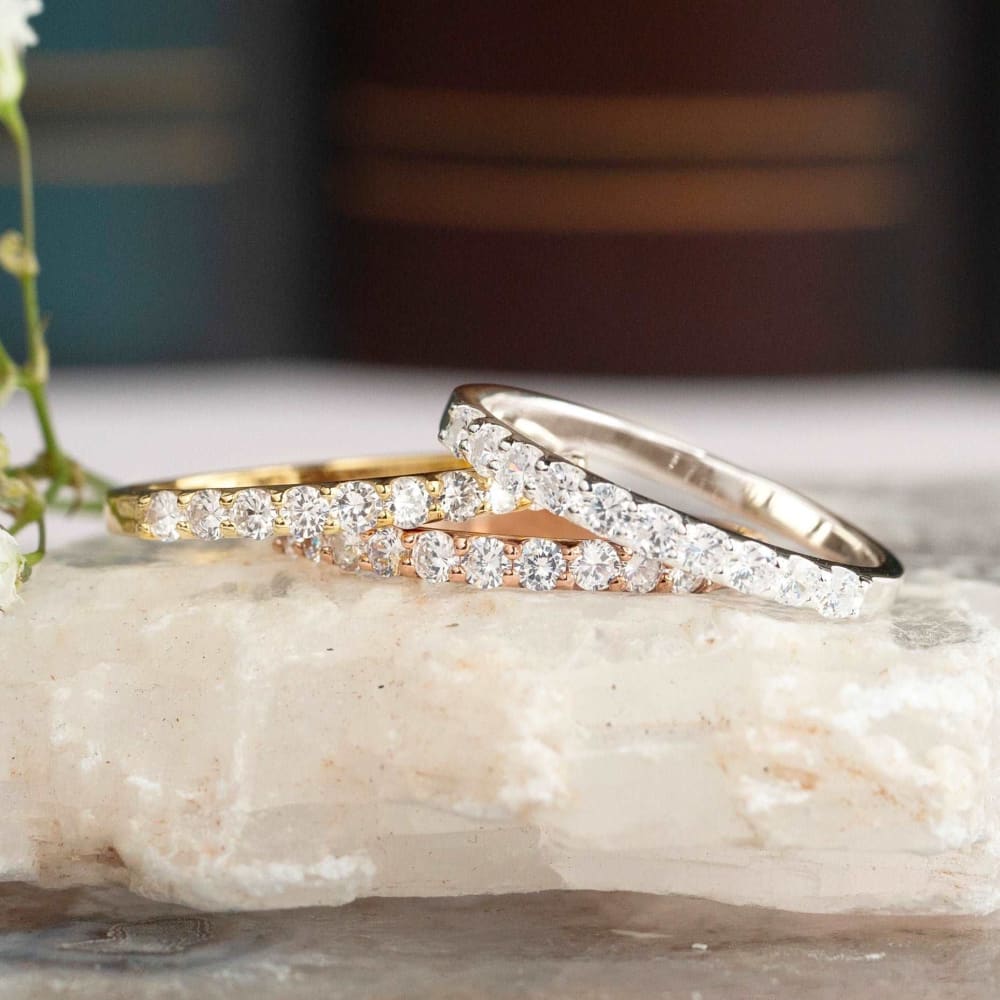 Moissanite Half Eternity Band Rings Handmade Handcrafted