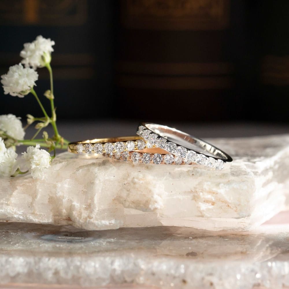 Moissanite Half Eternity Band Rings Handmade Handcrafted