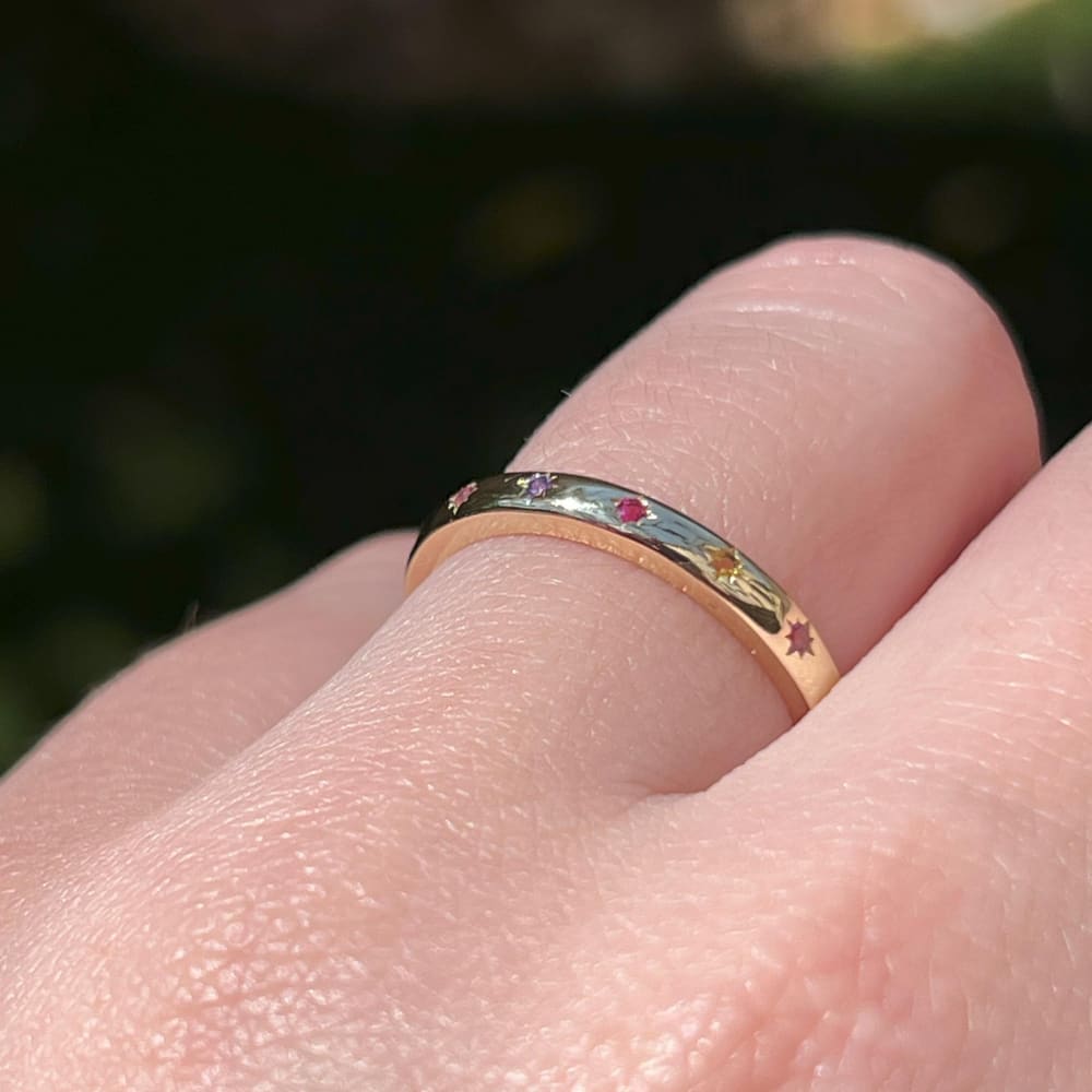Custom 14K Star Half Eternity Band Rings Handmade Handcrafted