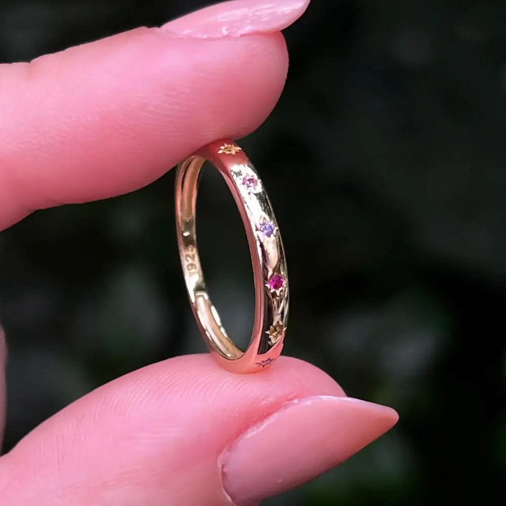 Custom 14K Star Half Eternity Band Rings Handmade Handcrafted