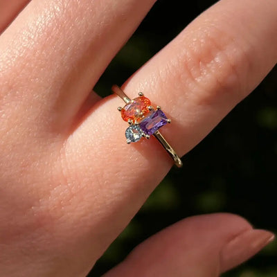 Custom 3 Stone Cluster Ring Rings Handmade Handcrafted