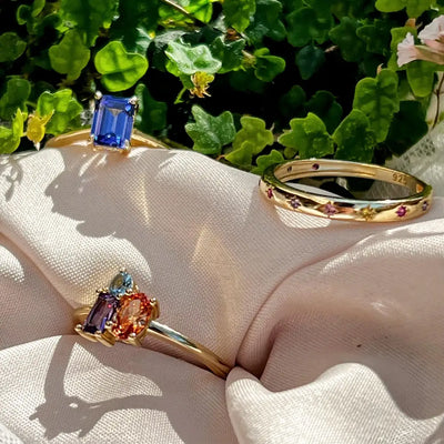 Custom 3 Stone Cluster Ring Rings Handmade Handcrafted