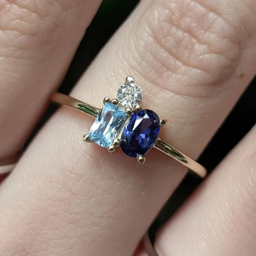 Custom 3 Stone Cluster Ring Rings Handmade Handcrafted