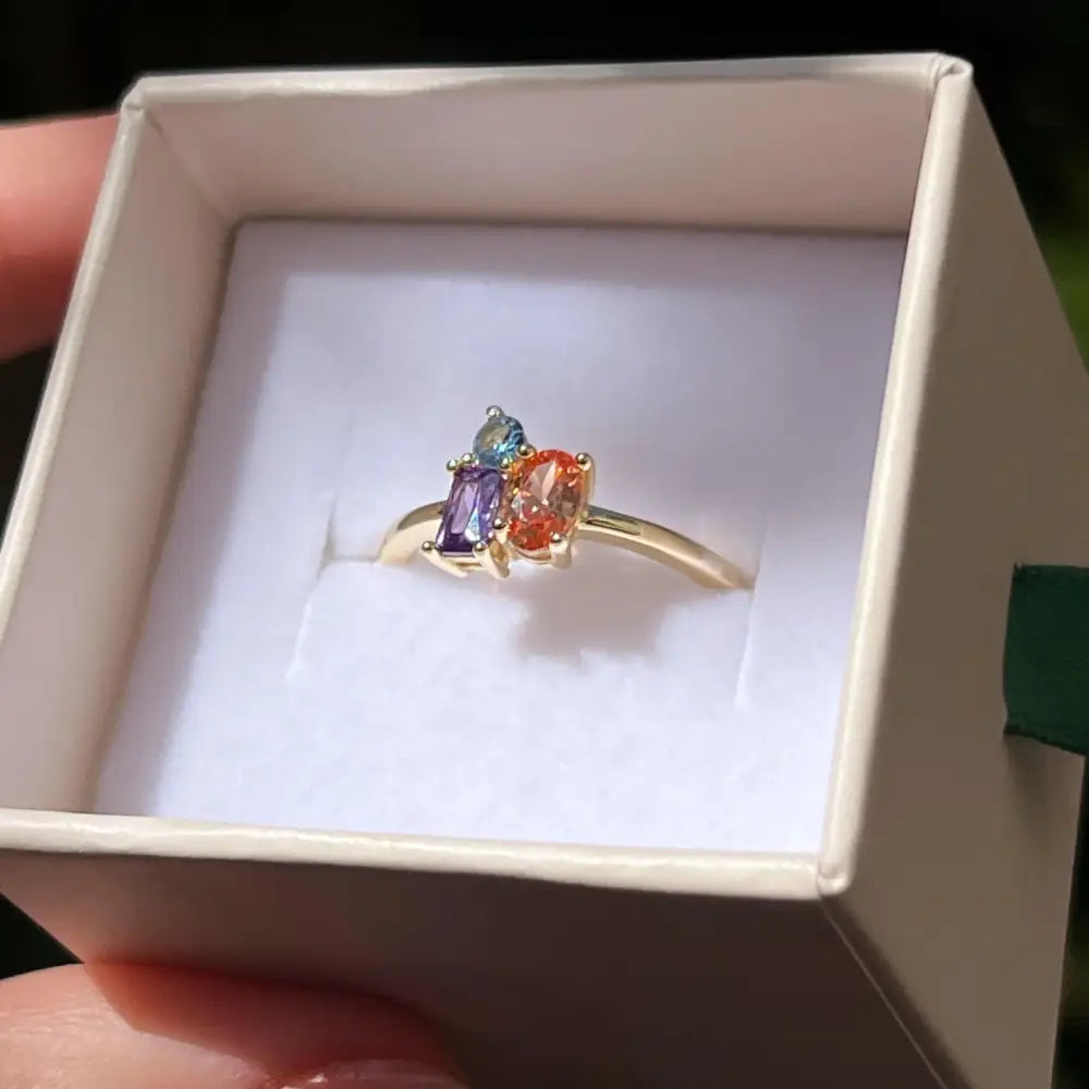 Custom 3 Stone Cluster Ring Rings Handmade Handcrafted