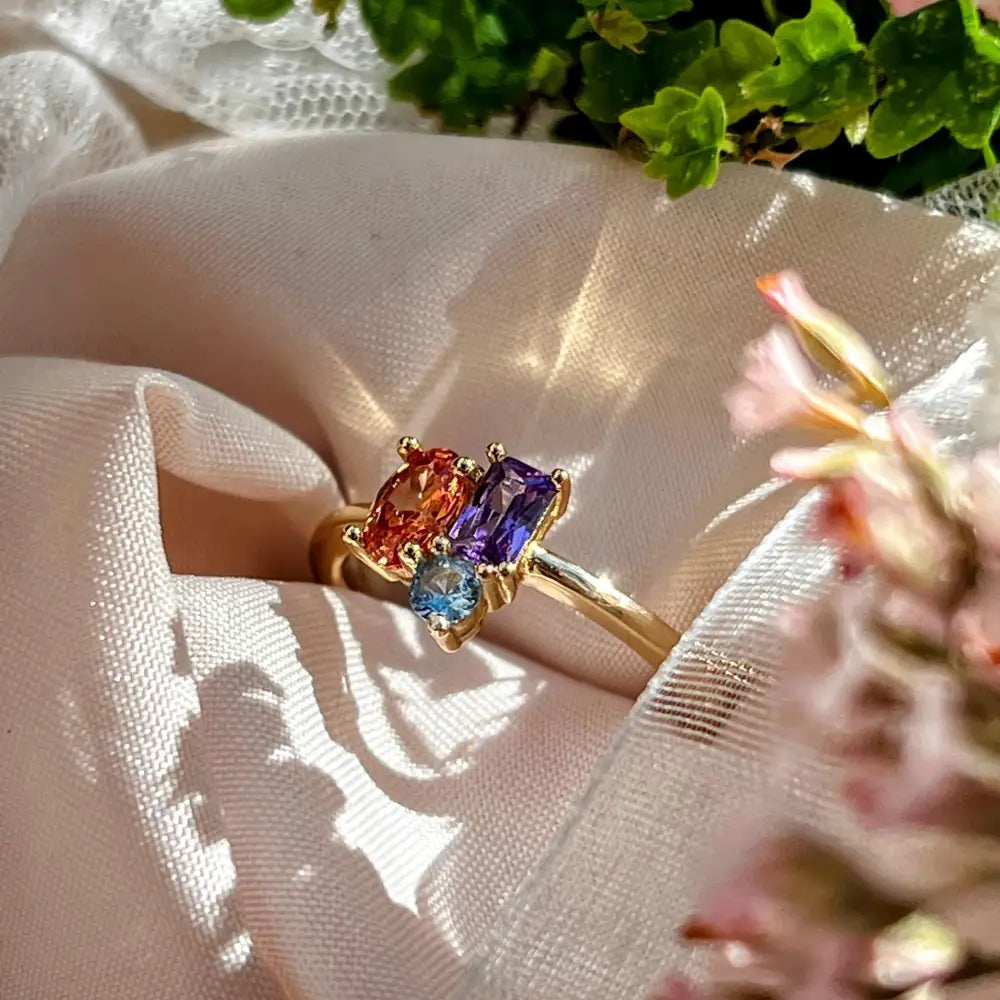 Custom 3 Stone Cluster Ring Rings Handmade Handcrafted